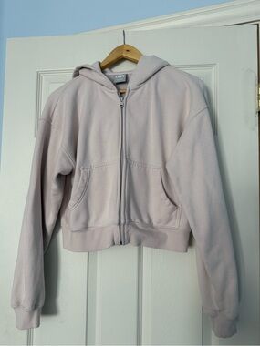 Aritzia TNA Cozy Light Pink Boyfriend Style Zip-Up